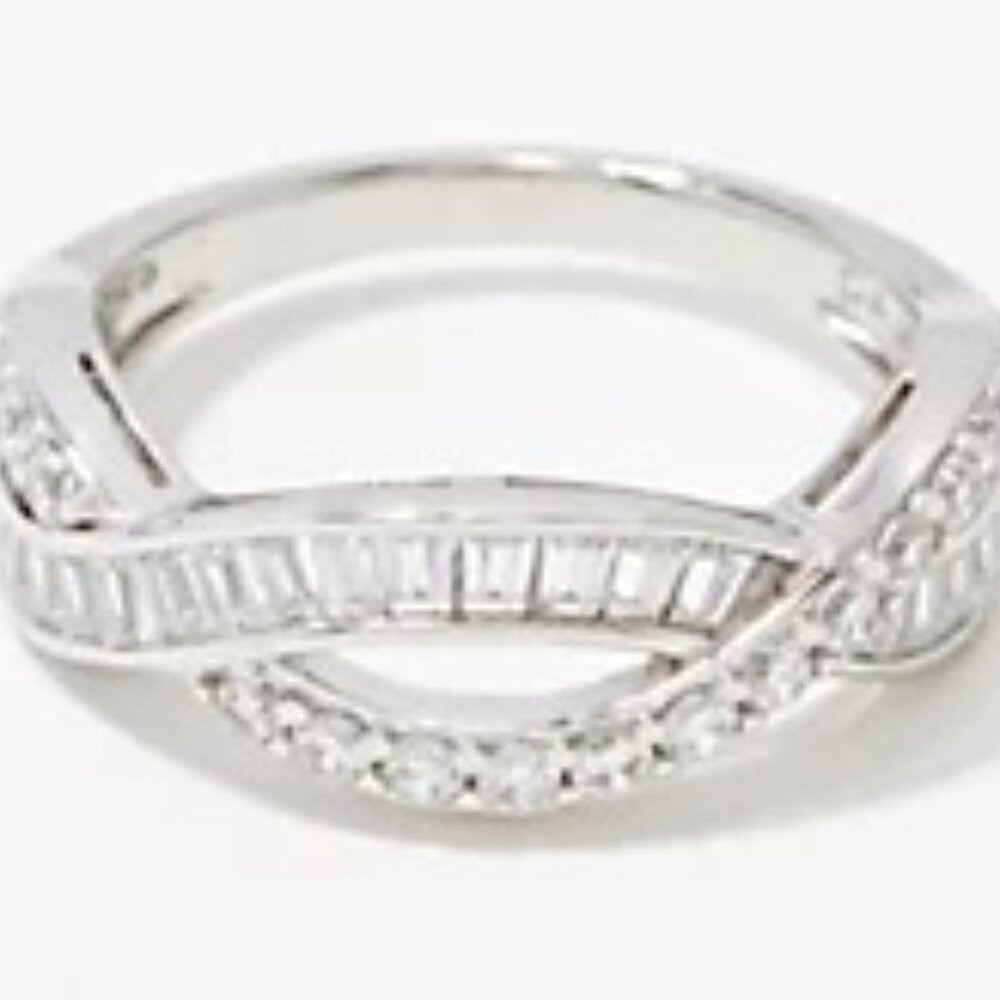 Diamonique Round and Baguette Infinity Band Ring, Sterling Size 8